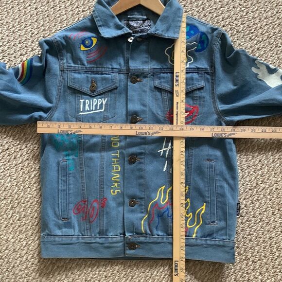 NWOT Brooklyn Cloth Streetwear Graffiti Denim Button Up Jacket unisex size small - Picture 13 of 14